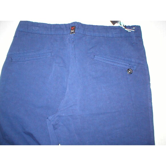 NWT New Mens Seal Kay Italy 34 Dark Blue Pants Designer Slacks Cotton Linen Tall - Picture 4 of 5